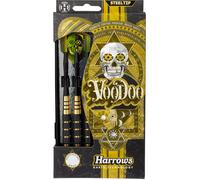Fléchettes HARROWS Voodoo 21g - Signes mystiques et tête de mort - Lot de 3 fléchettes en laiton noir moleté