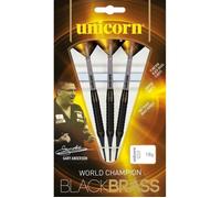 Fléchettes pointe Plastique - UNICORN - Gary Anderson World Champion Black Brass Soft Tip - 18G - Noir