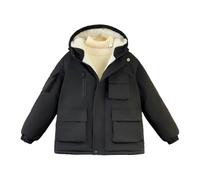 Fleece-Jacke pour Enfant - d'hiver Thermique Doublée en pour Garçon Manteau Épais Et Chaud Coupe-Vent pour Temps Froid pour Tout-Petits Et Jeunes (Black 11-14 Years)