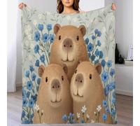 Fleece Throw Blanket for Sofa - Fluffy Cosy Warm Blankets for Bed, Soft Cartoon Capybara Super King Throw Gifts for Boys and Girls, Off White, 220 X 240 Cm Mixed Colors Cute Animals
