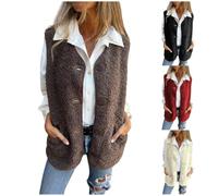 Fleece Vest For Women Sherpa Button Down Sleeveless Jacket With Pockets | Soft Teddy Texture Relaxed Sleeveless Shape Button Front Design Roomy Side Pockets Easy Layering For Casual Fall Outfits Wear