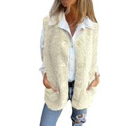 Fleece Vest For Women Sherpa Button Down Sleeveless Jacket With Pockets | Soft Teddy Texture Relaxed Sleeveless Shape Button Front Design Roomy Side Pockets Easy Layering For Casual Fall Outfits Wear