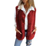Fleece Vest For Women Sherpa Button Down Sleeveless Jacket With Pockets | Soft Teddy Texture Relaxed Sleeveless Shape Button Front Design Roomy Side Pockets Easy Layering For Casual Fall Outfits Wear