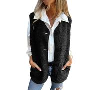 Fleece Vest For Women Sherpa Button Down Sleeveless Jacket With Pockets | Soft Teddy Texture Relaxed Sleeveless Shape Button Front Design Roomy Side Pockets Easy Layering For Casual Fall Outfits Wear