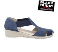 Fleet & Foster Dolly Mémoire Mousse Femmes à Enfiler Cuir Daim Compensées Marine