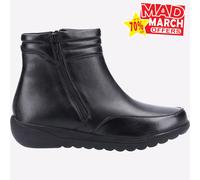 Fleet & Foster Maroc Bottes Ankle En Cuir Pour Femmes Large Fit Casual Noires