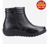 Fleet & Foster Maroc Bottes Ankle En Cuir Pour Femmes Large Fit Casual Noires