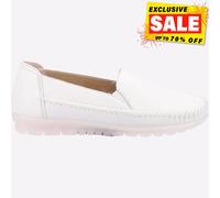 Fleet & Foster Shirley Femmes Cuir Robe Habillé Mode à Enfiler Mocassins Blanche