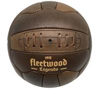 FLEETWOOD LEGENDS Ballon de Football Vintage en Cuir 1912 - Taille 5 - Véritable Cuir Marron - Look rétro Anglais - Idée Cadeau Homme - Objet déco Sport