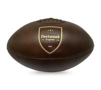 FLEETWOOD LEGENDS Ballon de Rugby Vintage en Cuir 1912 - Taille 5 - Véritable Cuir Marron - Réplique Ballon Anglais - Idée Cadeau Homme - Design rétro Sport