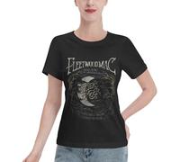 Fleetwood Music Mac* Band T-shirt pour femme fantaisie imprimé graphique logo femmes coupe skinny t-shirts en coton manches courtes col rond t-shirts hauts pour cadeau noir, In-6, XL