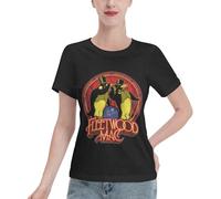 Fleetwood Music Mac* band T-shirt pour femme fantaisie imprimé graphique logo femmes coupe skinny t-shirts en coton manches courtes col rond t-shirts hauts pour cadeau noir, In-3, XL