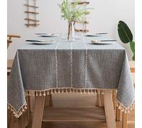 Flei Nappe 120x300cm, Coton Nappe De Lin, Anti TachesÉtanche Anti Fading Durable, pour Pique Nique d'intérieur ou extérieur - Gris