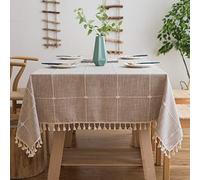 Flei Nappe Rectangulaire en Toile 110x300cm, Nappes Etanche, Contre la poussière Facile à Nettoyer Résistance aux Rides Antibactérien, pour des Tables de Pique Nique - Brown