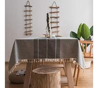 Flei Nappes en Coton carrées 90x100cm, Poussière Tissu de Table à Manger, Anti TachesÉtanche Résistance aux Rides Antibactérien, Convient à la terrasse,à la Cuisine - Gris