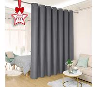 Flei Rideaux Occultants Opaque 240x190cm(L x H), Rideau Chambre, Isolation Thermique Installation Facile Anti Moisissure Antibactérien, pour Chambre Salon - Gris foncé 1 Pièces