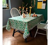 Flei Vintage Nappe 100x150cm, Anti Tache Tissu, Nappe Cuisine, Lavable Infroissable, pour Décoration de Table Cuisine - Vert