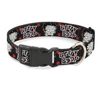 Fleischer Studios, Inc. Collier pour chien avec boucle en plastique Betty Boop Zombie Betty et texte à pois Noir/rouge/blanc 17,8 à 21,6 cm