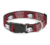 Fleischer Studios, Inc. Collier pour chien avec boucle en plastique Motif Betty Boop et texte à pois rouges Noir/blanc 24,5 à 36,5 cm Largeur 1,3 cm