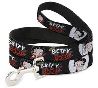 Fleischer Studios, Inc. Laisse pour chien Betty Boop Angel and Devil Poses avec texte Noir/blanc/rouge 1,2 m de long 1,3 cm de large