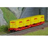 Fleischmann 6660051 Wagon articulé double poche T3000e, DB AG, chargé 4 caisses