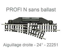 FLEISCHMANN Aiguillage droit à droite électrique 24° - Profi sans ballast - N 1/