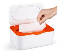 Flenpptly Distributeur de lingettes pour bébé, étui à lingettes pour bébé, garde les lingettes fraîches, antidérapant, facile à ouvrir et à fermer (orange)