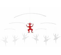 Flensted Ballerina Mobile en film sérigraphié, dans les couleurs blanc et rouge, dimensions : 38 x 70 cm, 126 W