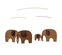 Flensted Mobile éléphant Party en teck et cuir fabriqué en marron 46 x 73 cm 071T