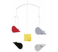 Flensted Mobile souris en film sérigraphié et armature en acier, disponible en jaune, rouge et gris, 40 x 50 cm, 106a