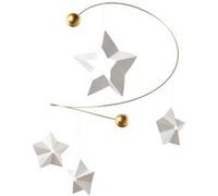 Flensted Starry Night 4 Mobile en film sérigraphié et bois, couleur : blanc/or, dimensions : 26 x 25 cm, 163 A