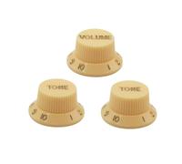 FLEOR 2T1V ST Boutons de commande pour guitare électrique 2 tons 1 volume Jaune avec lettre dorée