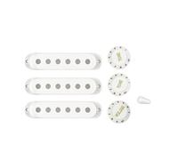 FLEOR 3 pièces 52mm set de couvercles de micro à bobine simple avec boutons de contrôle 2T1V et pointe de commutateur de sélection à 5 voies pour guitare STcaster, blanc