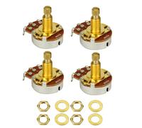 FLEOR 4 pièces pleine grandeur A250K Potentiomètre conique audio Pots de contrôle du Volume de tonalité de guitare L18mm, arbre fendu Long en cuivre plaqué or