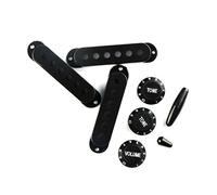 FLEOR 50/52/52 mm ST Couvertures de pick-up et 2 tonalités 1 Contrôle du volume Boutons en plastique Set 5 Interrupteur Tip (Cross style) et Whammy Bar Astuce pour STcaster, Noir