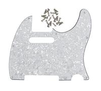 FLEOR 8 Trous 4 Plis Blanc Perle TL Pickguard Plaque de Protection de Trou de Cou à Bobine Simple avec vis de Montage pour Le Remplacement de Plaque de TL Te Standard américain/Mexicain