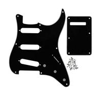 FLEOR 8 trous ST Pickguard SSS Style Scratchplate et couvercle de cavité Tremolo et vis de montage pour guitare ST Vintage, 3 plis noir/blanc/noir