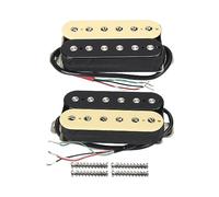 FLEOR Alnico 2 Micro Humbucker HBA2 Ensemble de micros pour guitare électrique Humbucker cou et chevalet, crème + noir