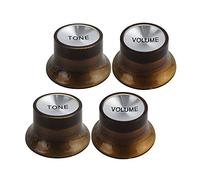 FLEOR Boutons de contrôle du volume et de la tonalité 2T2V avec dessus en aluminium pour guitare de style SG LP Pot à 18 cannelures, ambre