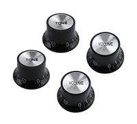 FLEOR Boutons de contrôle du volume et de la tonalité 2T2V avec dessus en aluminium pour guitare de style SG LP 18 cannelures, noir