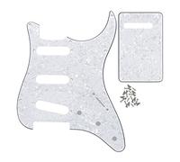 FLEOR Ensemble de guitare électrique Style SSS Pickguard avec vis de montage de plaque arrière pour USA/MEX ST Guitar Part, 4Ply White Pearl