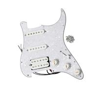 FLEOR Ensemble de pickguard précâblé chargé Alnico V Humbucker à double rail SSH pour ST Remplacement de guitare électrique Perle blanche