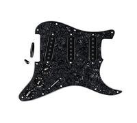 Fleor Guitare Pickguard SSS Pickguard Style Noir avec parties de guitare Pickup couvertures (52 mm) 2t1 V Boutons et Conseils pour ST de remplacement 4 ply, Black Pearl