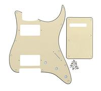 FLEOR Lot de 2 pickguard Humbucker HH ST et plaque arrière à ressort pour guitare américaine standard ST 3 plis Crème