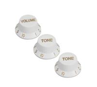 FLEOR Lot de 2T1V Contrôle du volume 24 Spline Button Top Hat Imperial STcaster, Blanc