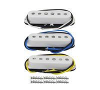 Fleor Lot de décalé Pole Alnico col en V/moyen/pont vintage simple bobinage Bobine Fibre Chiffon Wirings, Noir Pickup Coque, INC. Vis et Ressorts Neck/Middle/Bridge crème