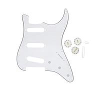 FLEOR Lot de pickguard 3 plis SSS pour guitare avec embouts Konbs 2T2V et pointe vibrato vibrato Blanc/noir/blanc