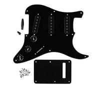 FLEOR Lot de Rayure Plaque 8 Trous Pickguard Plaque Arrière avec 50mm 52mm(2 pièces)) Housses De Chevalet 2T1V Boutons De Commande Embout pour Strat, Noir