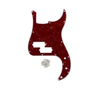 FLEOR Pickguard de basse de précision standard de style moderne 13 trous sans encoche de tige de réglage pour modèle de basse P à 4 cordes, tortue rouge