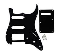 FLEOR Pickguard de guitare à 11 trous SSH et plaque arrière avec vis de montage pour guitare américaine et mexicaine de style ST, noir, 3 plis